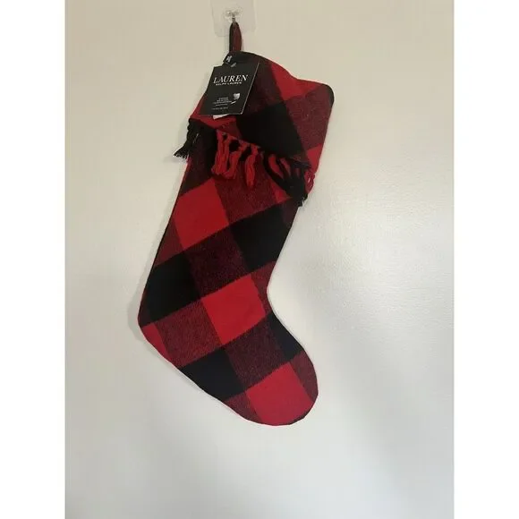 NWOT LAUREN RALPH LAUREN BUFFALO PLAID CHRISTMAS STOCKING 20" - Picture 1 of 3
